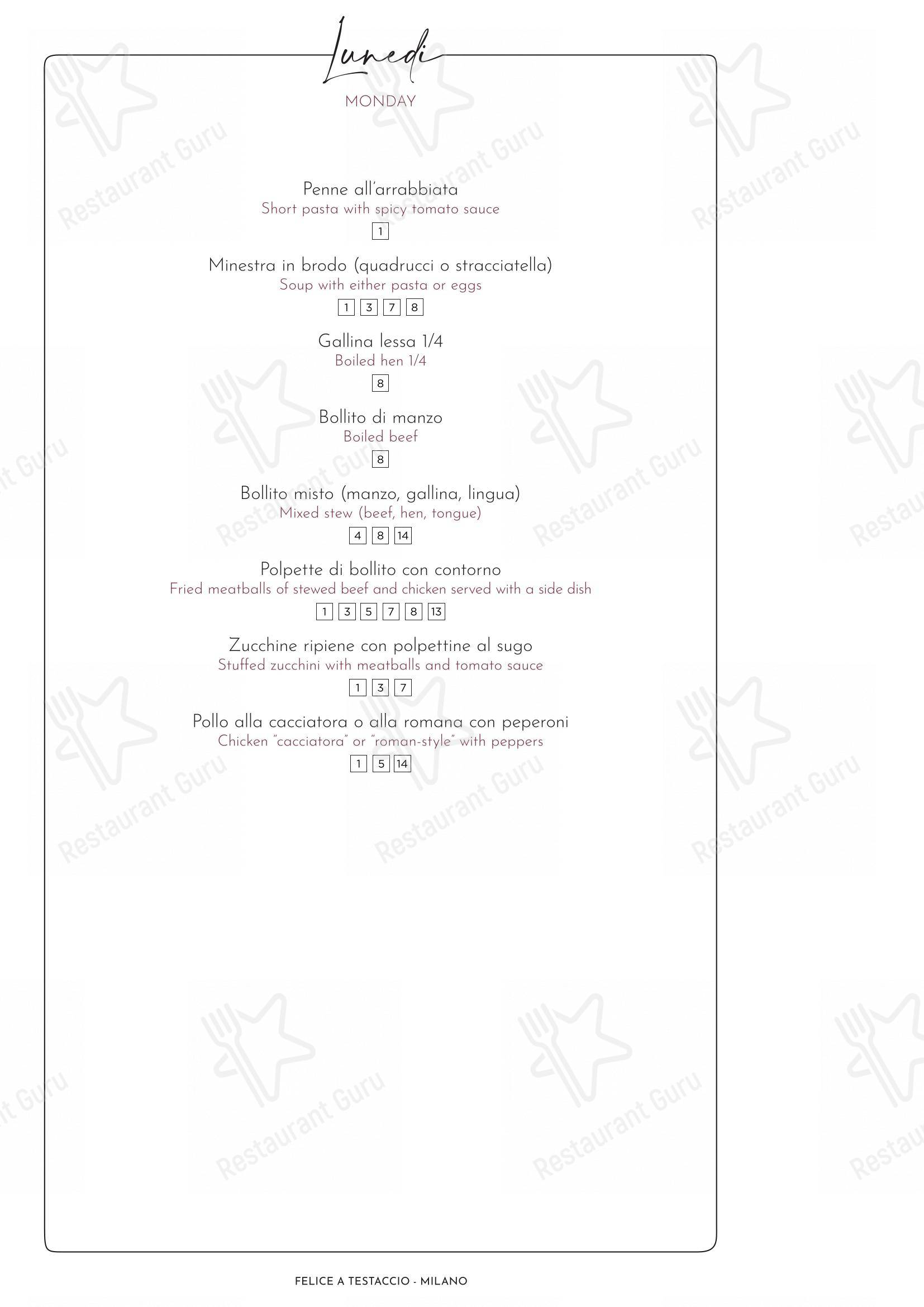 Menu bar per Felice a Testaccio ROMA ristorante con griglia