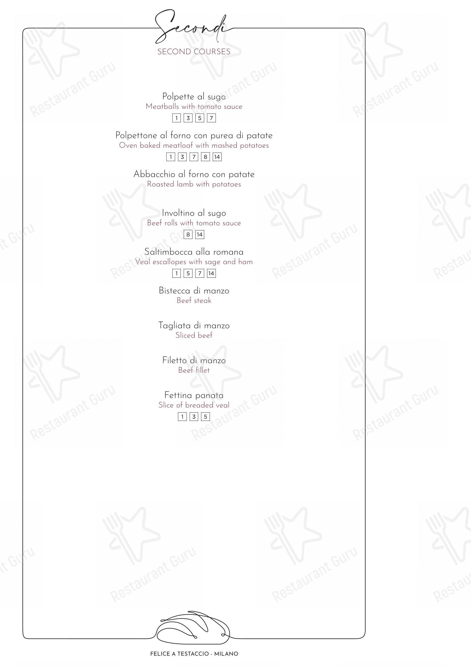 Felice a Testaccio ROMA in Roma - Menu bar