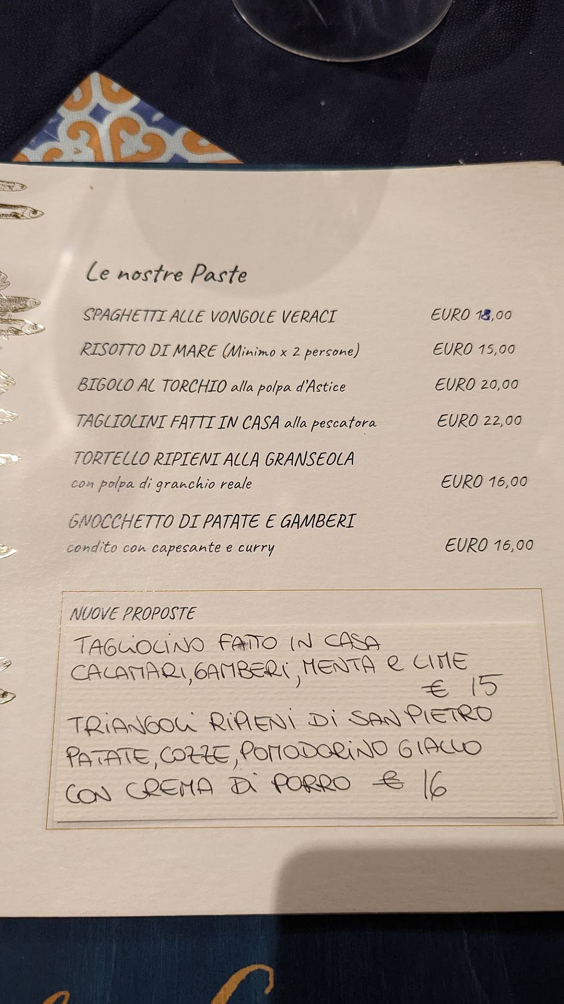 Menu di Osteria Ristorantino L'orba Canocia 