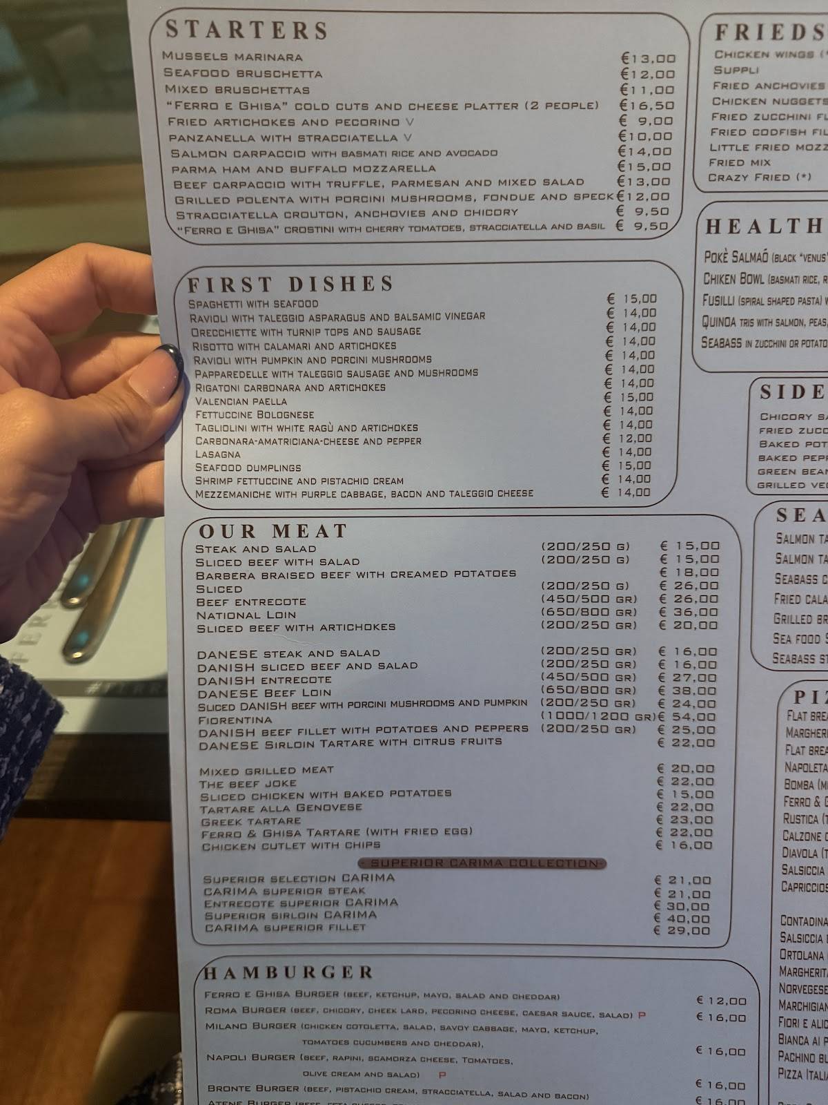 Menu de Ferro e Ghisa