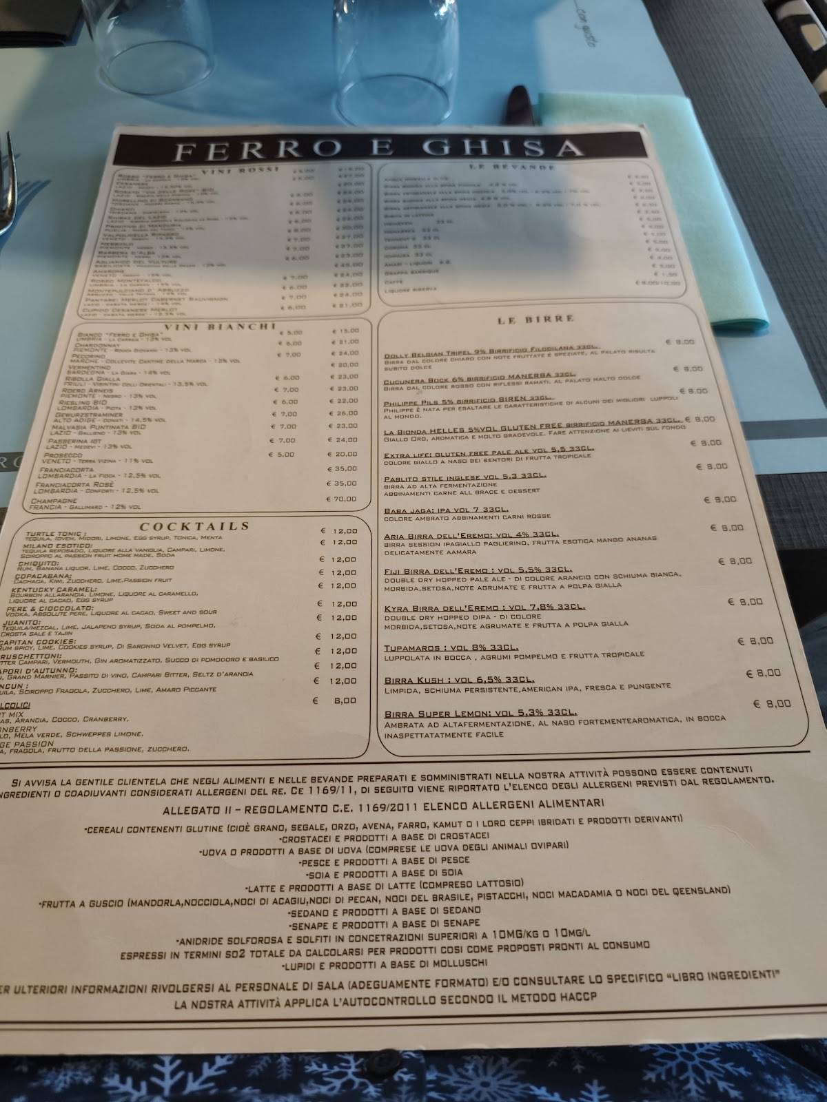 Menu de Ferro e Ghisa