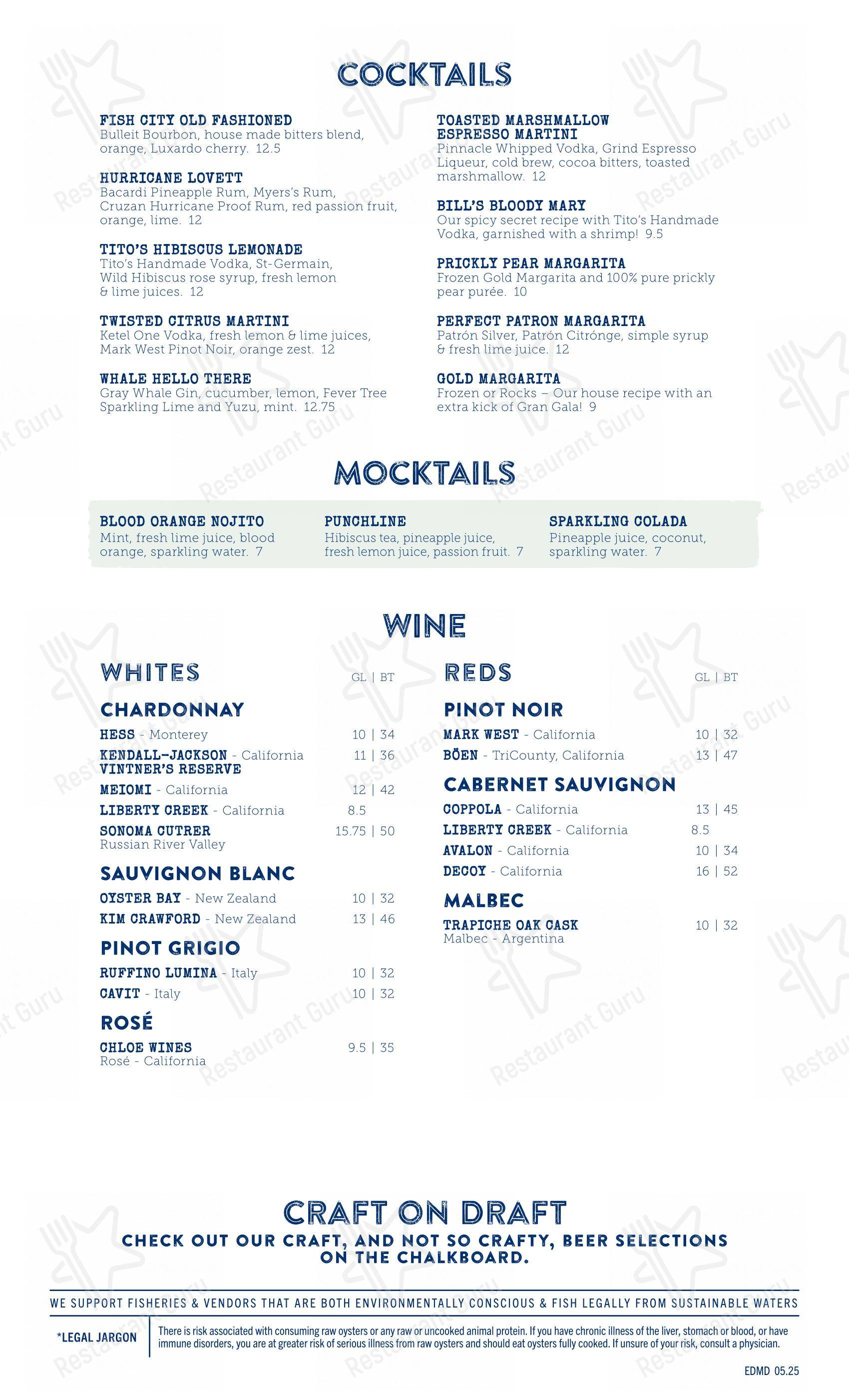 Menu at Fish City Grill restaurant, Edmond, E 15th St #104
