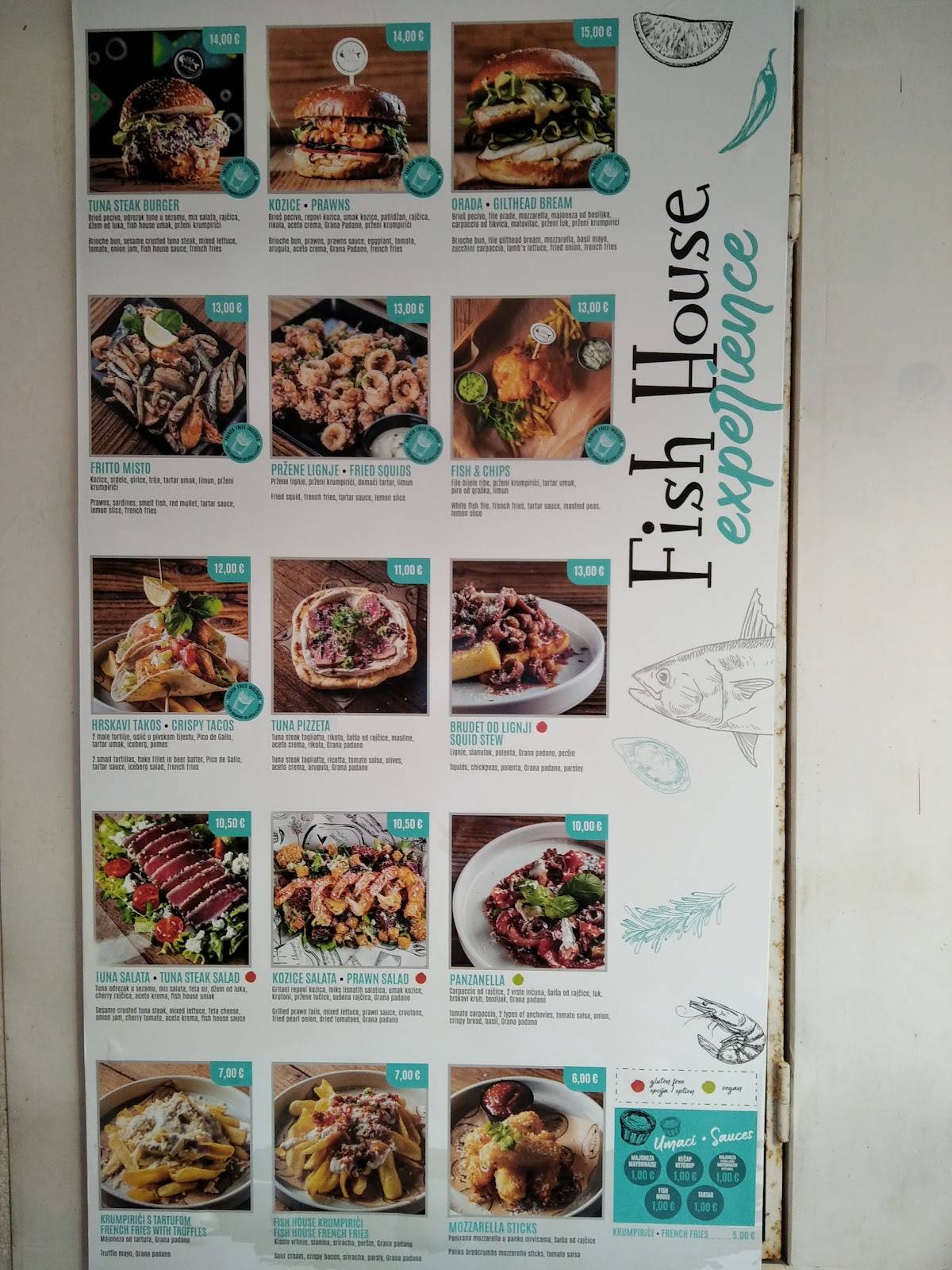 Menu di Fish House Zadar 