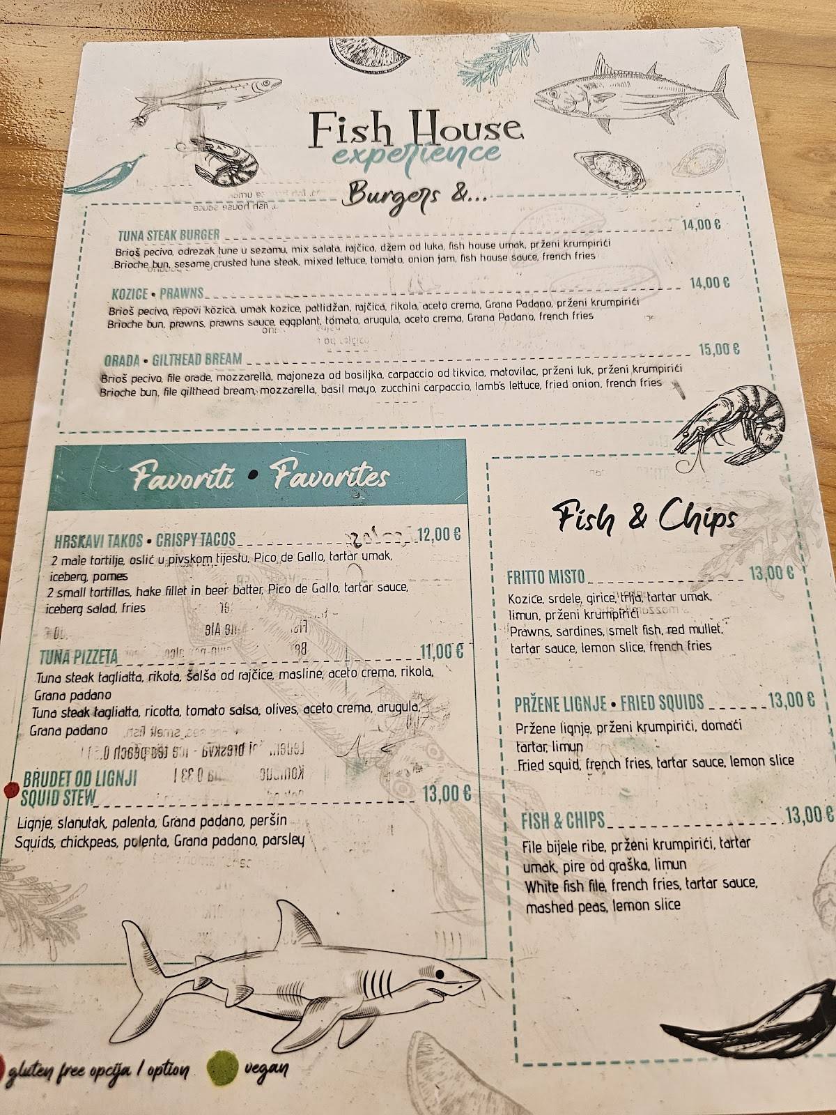 Menu di Fish House Zadar 
