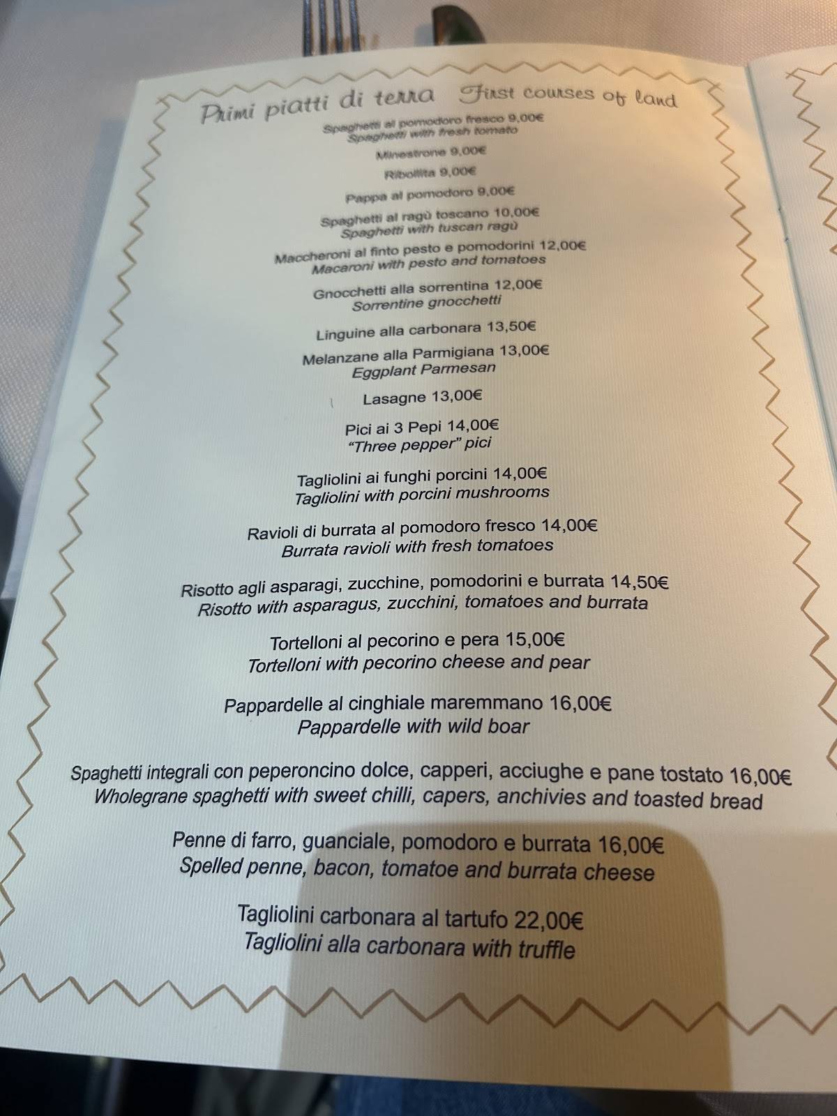 Menu di Ristorante Tre Pepi - Firenze 