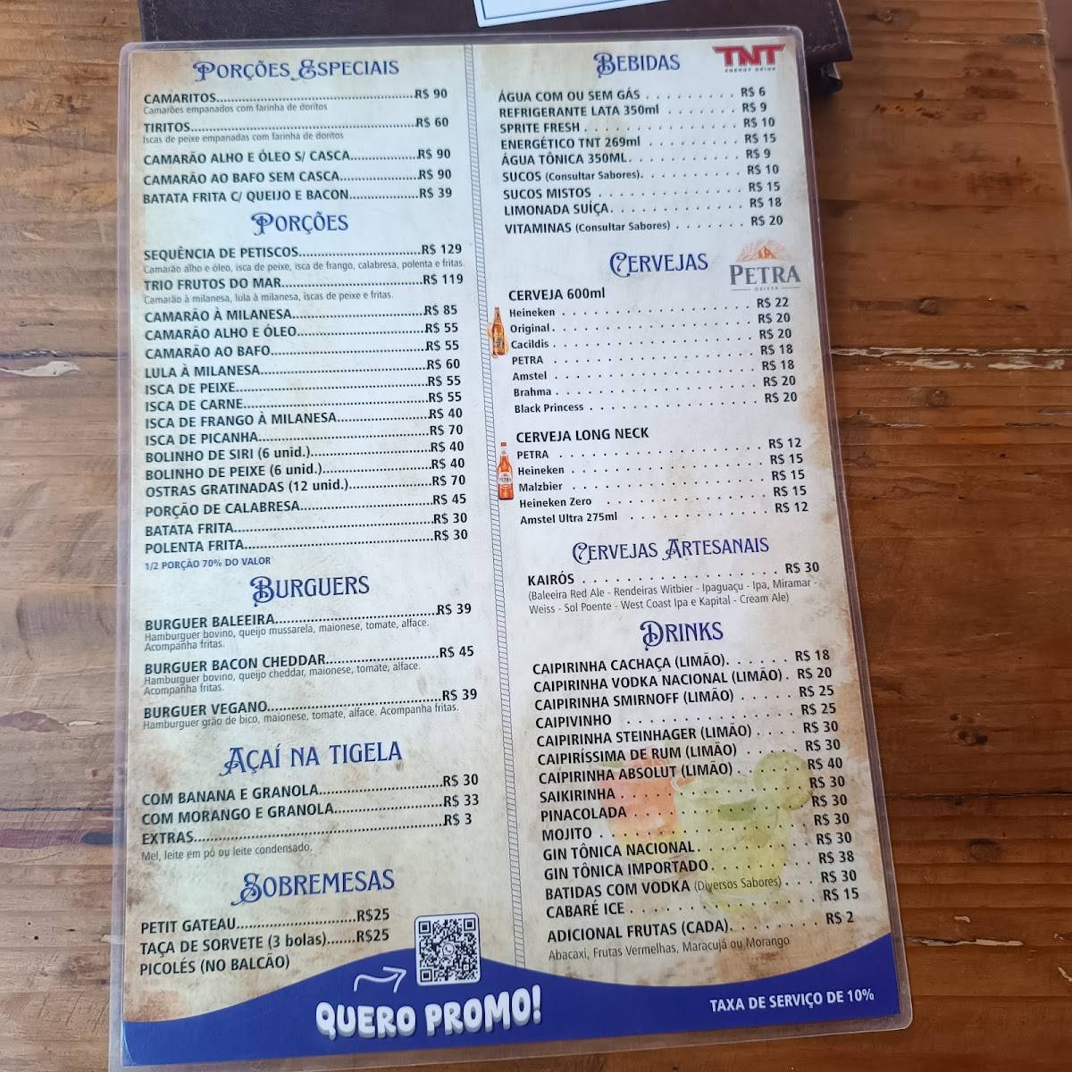 A Baleeira cardápio