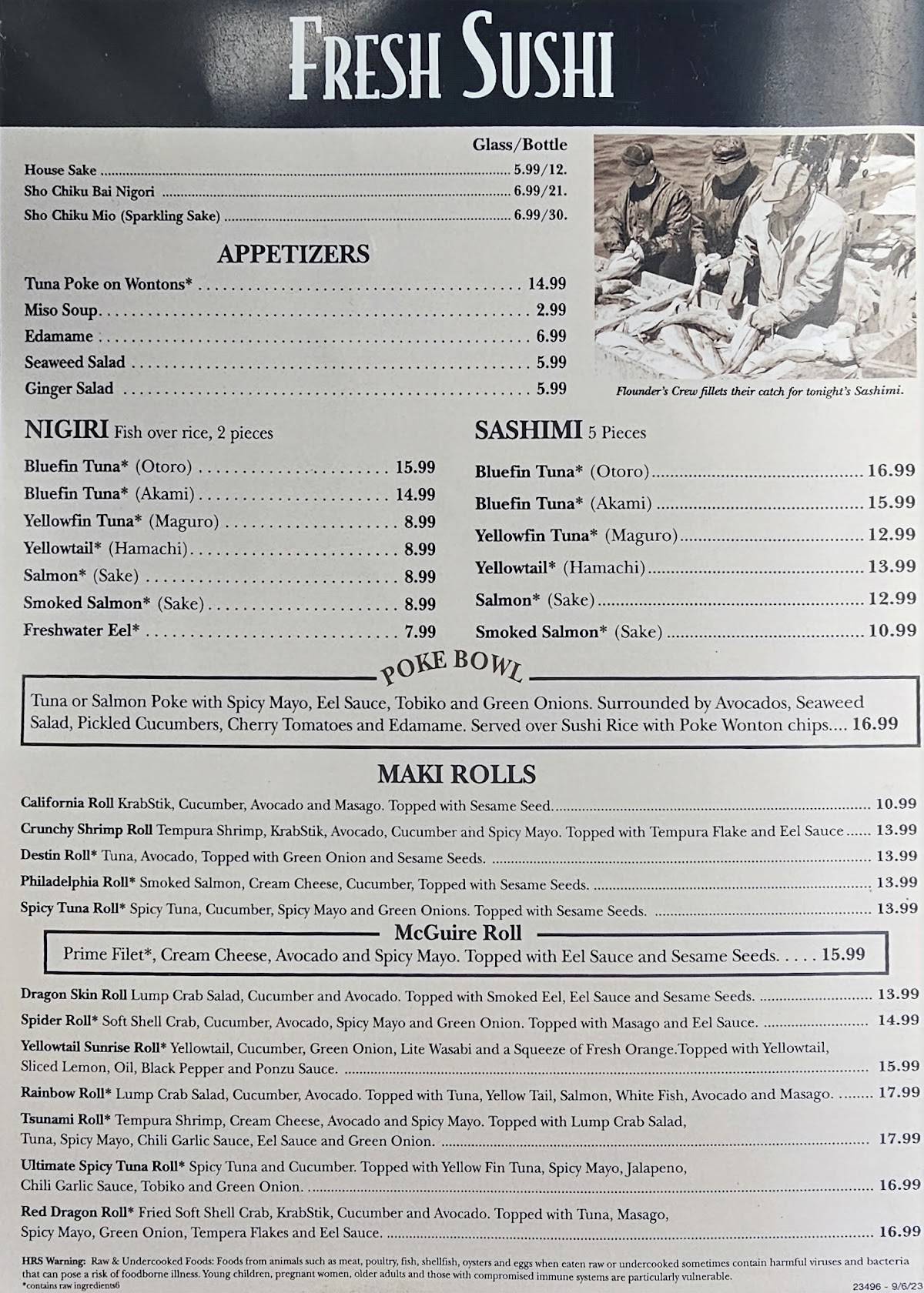 Menu at Flounder's Chowder House pub & bar, Pensacola Beach
