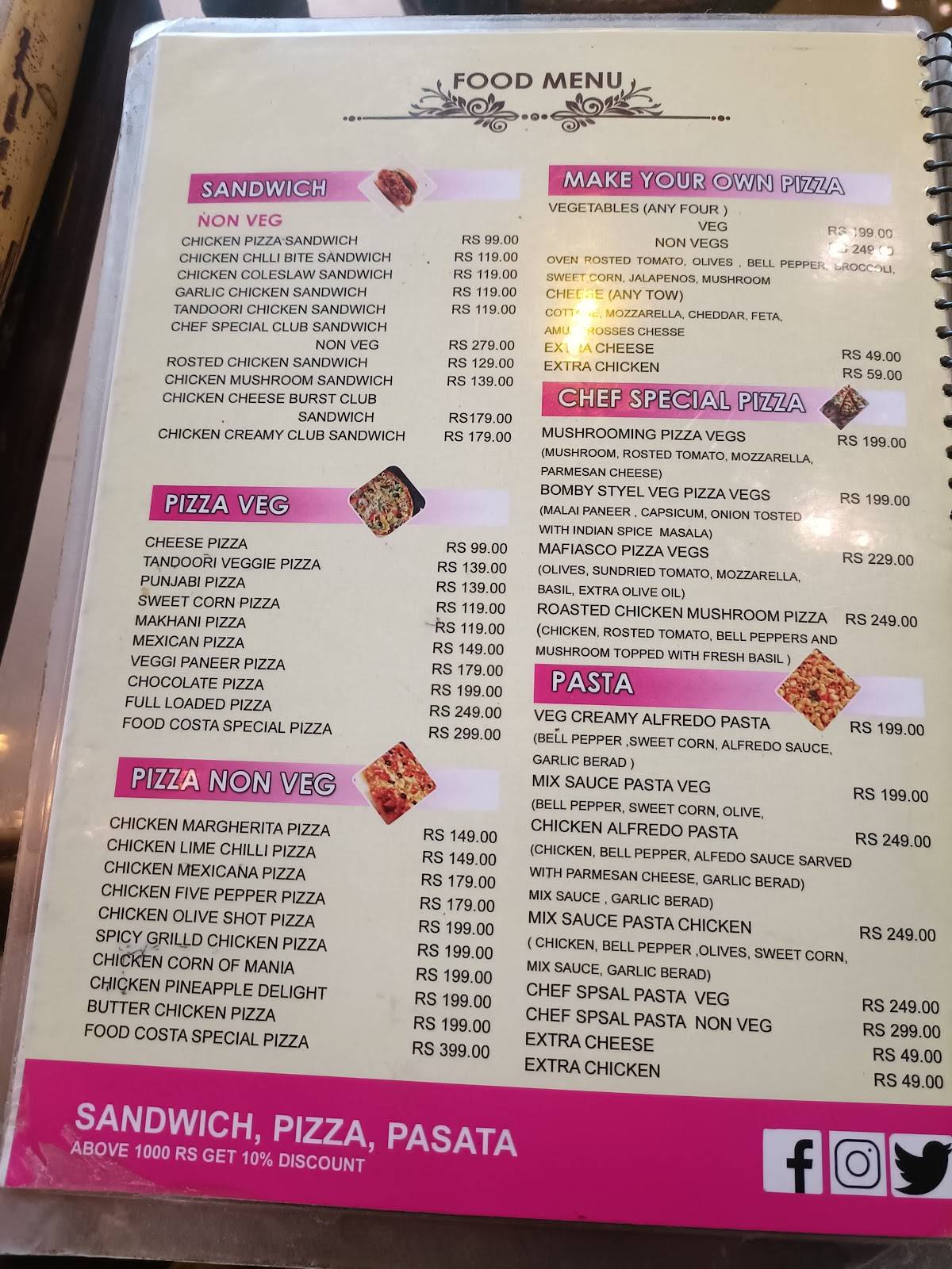 Food Costa menu