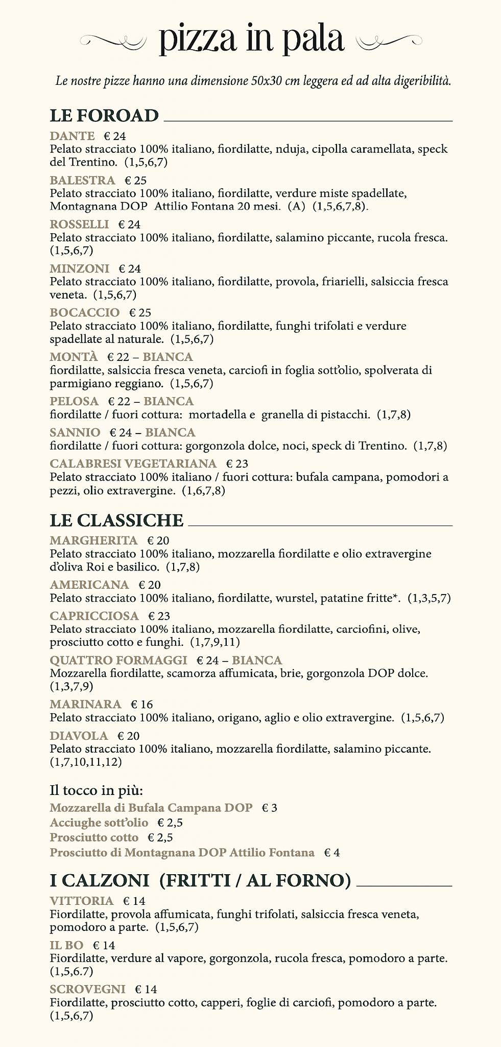 Menu di Forcellini Road 