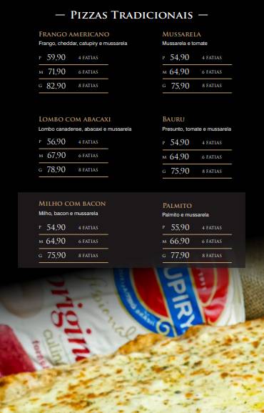 Fornalha Pizzaria cardápio