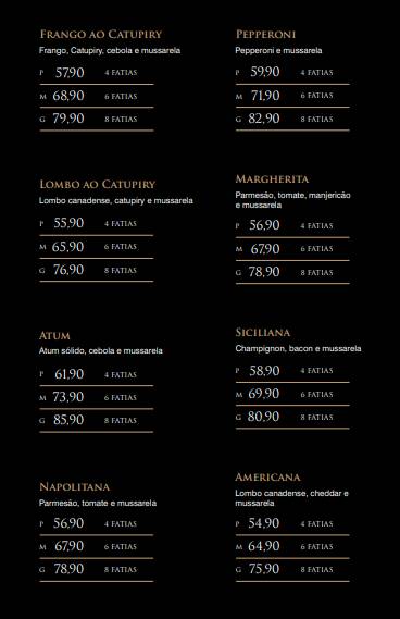 Fornalha Pizzaria cardápio