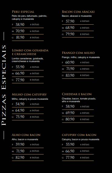 Fornalha Pizzaria cardápio