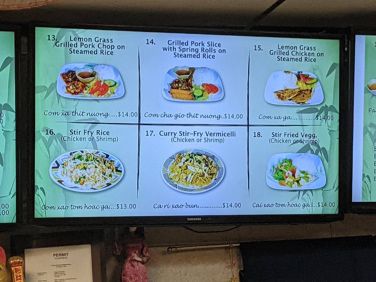 Menu at Saigon Noodles restaurant, Fort Saint John