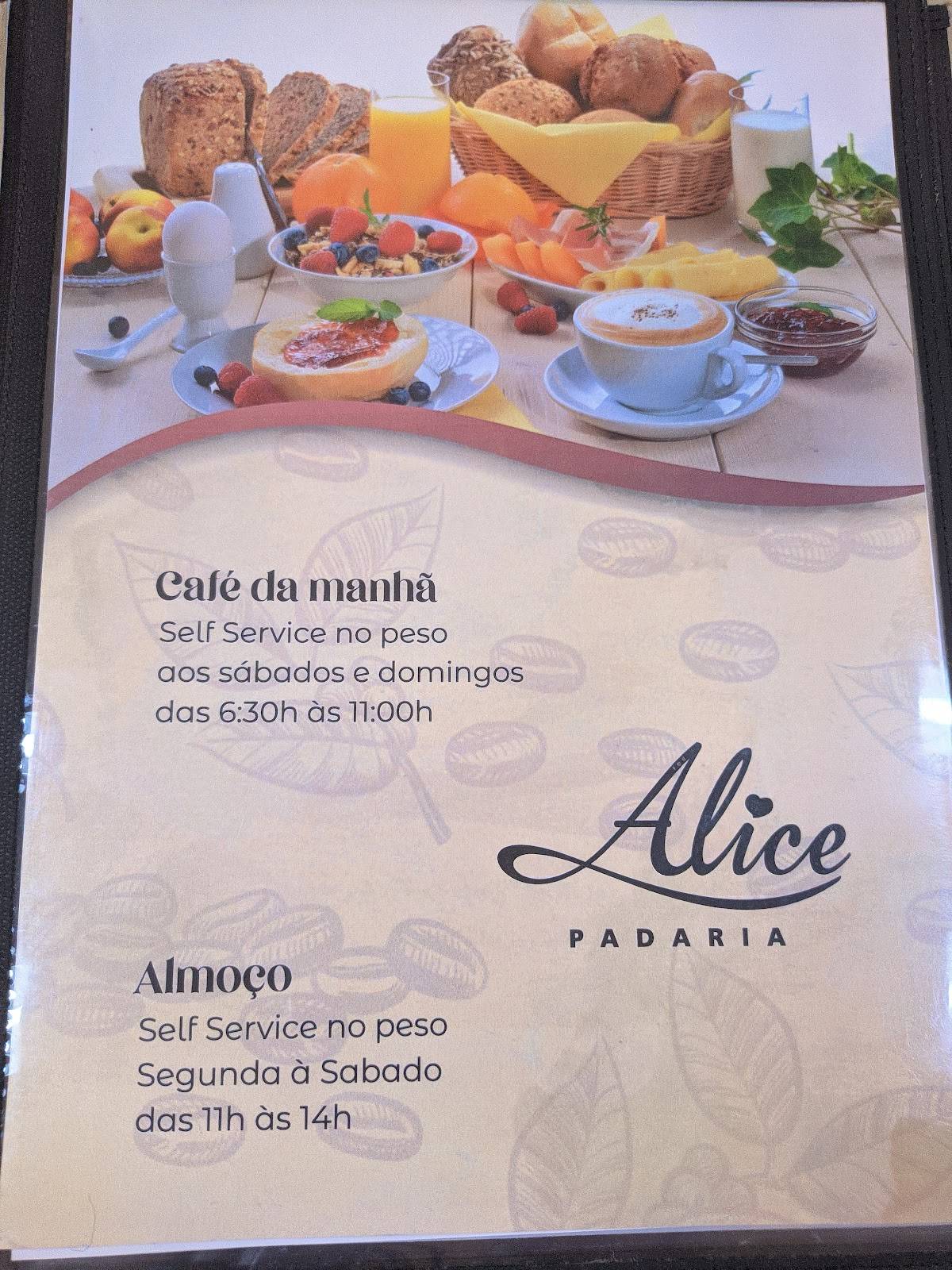 Alice Padaria cardápio