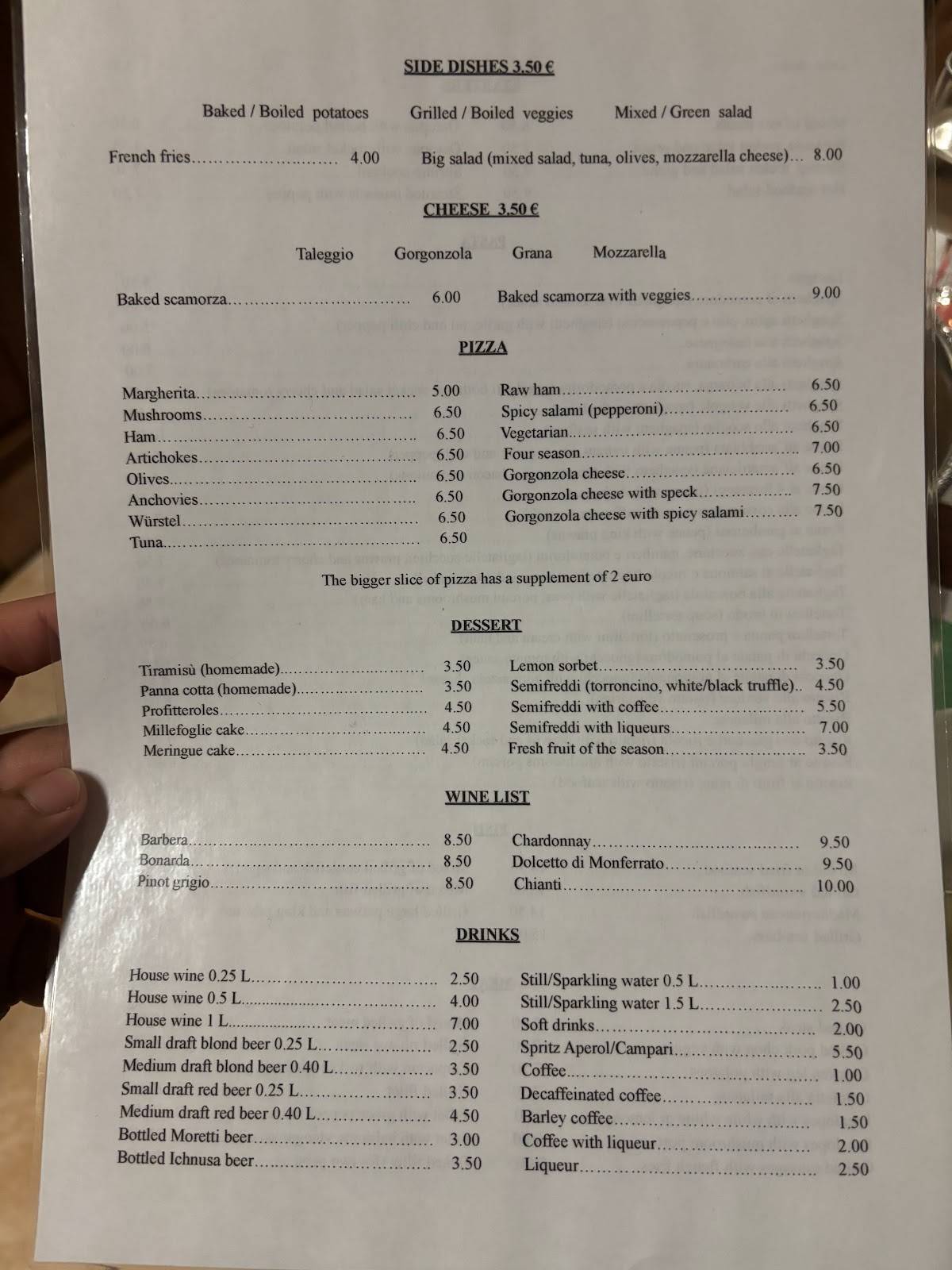 Menu di Ristorante Pizzeria da Franco e Rosi di Shao Jun 