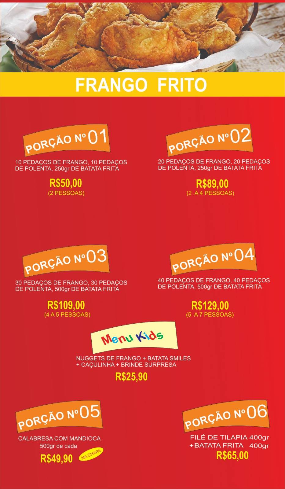 Frango Frito & Pizzaria cardápio