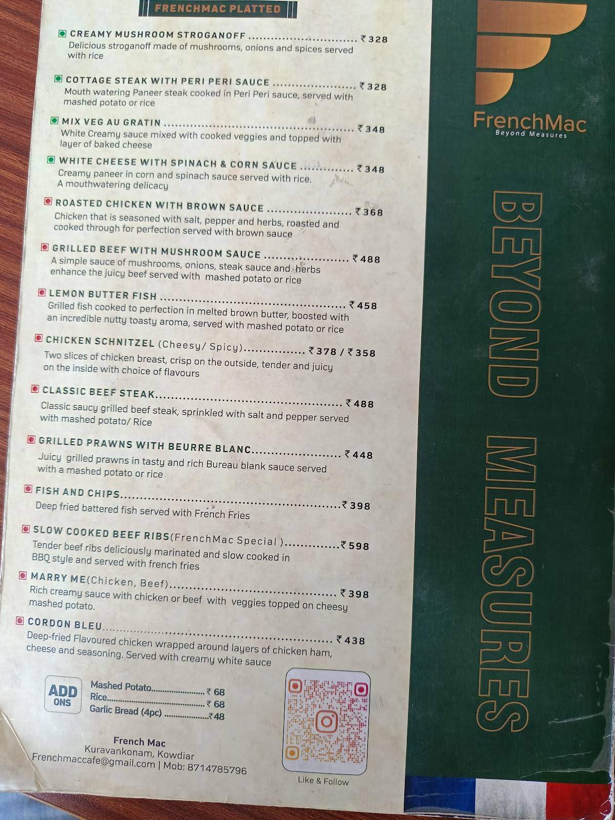 FrenchMaké Caffé menu