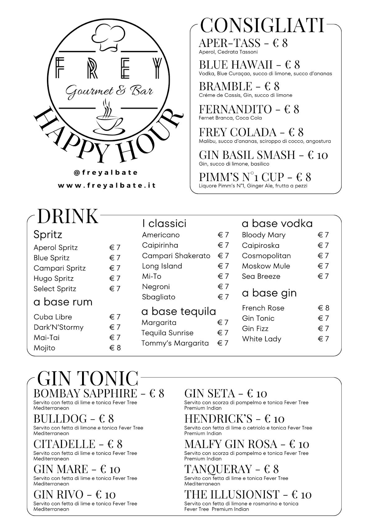 Menu di Frey Bar 