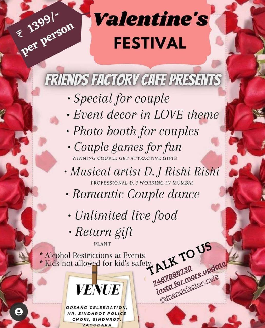Menu at Friends Factory Cafe Private Candle Light Dinner, Vadodara