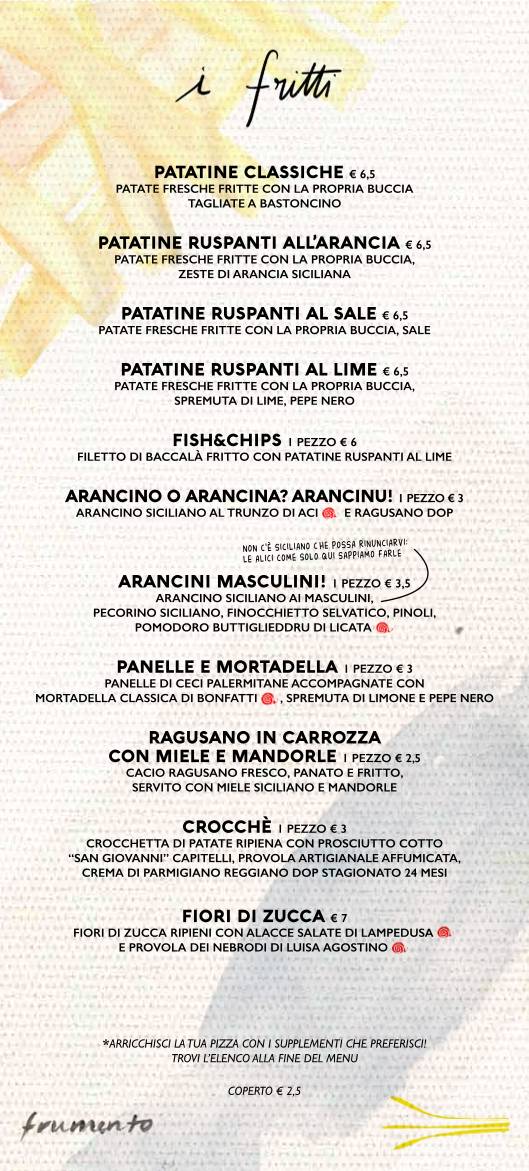 Menu di Frumento Pizzeria Acireale 