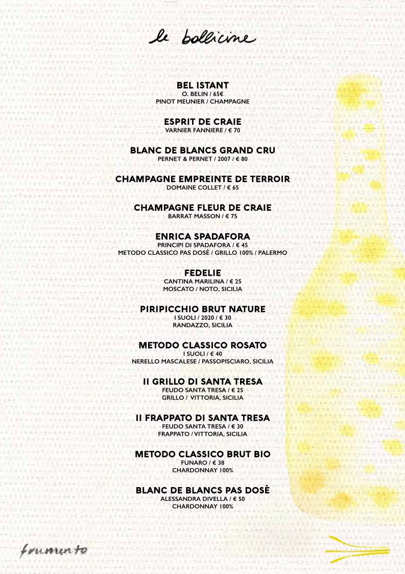 Menu di Frumento Pizzeria Acireale 