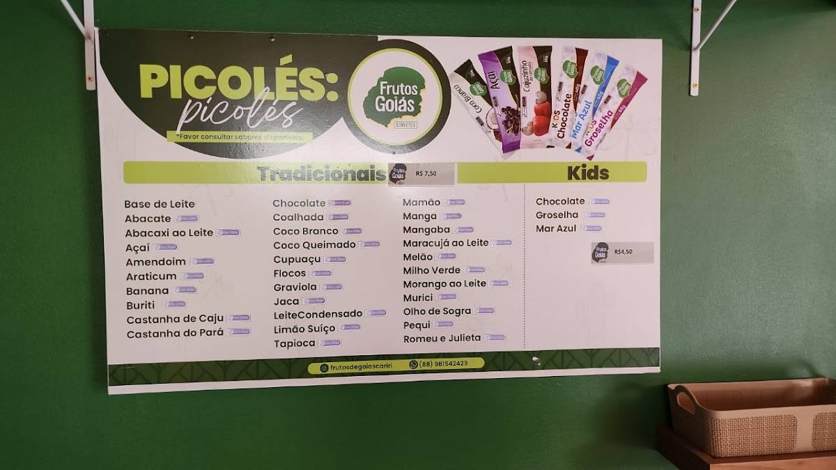 Frutos de Goiás Cariri cardápio