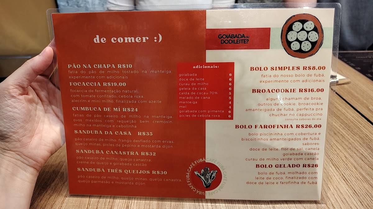 Fubá Café cardápio