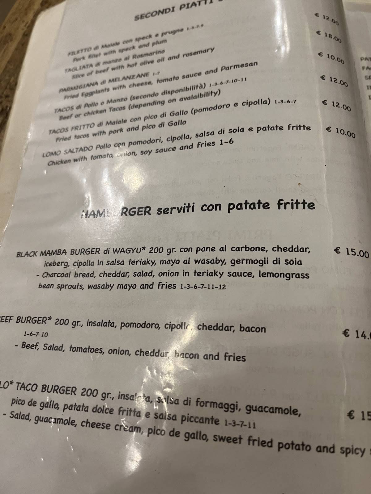 Menu di Ristorante Pizzeria Fufluns 