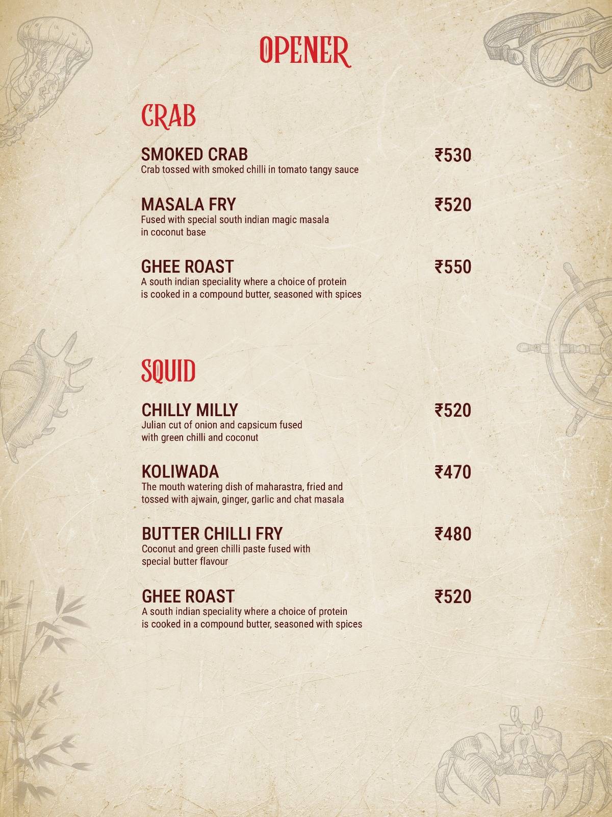 Fusion Fantasea menu