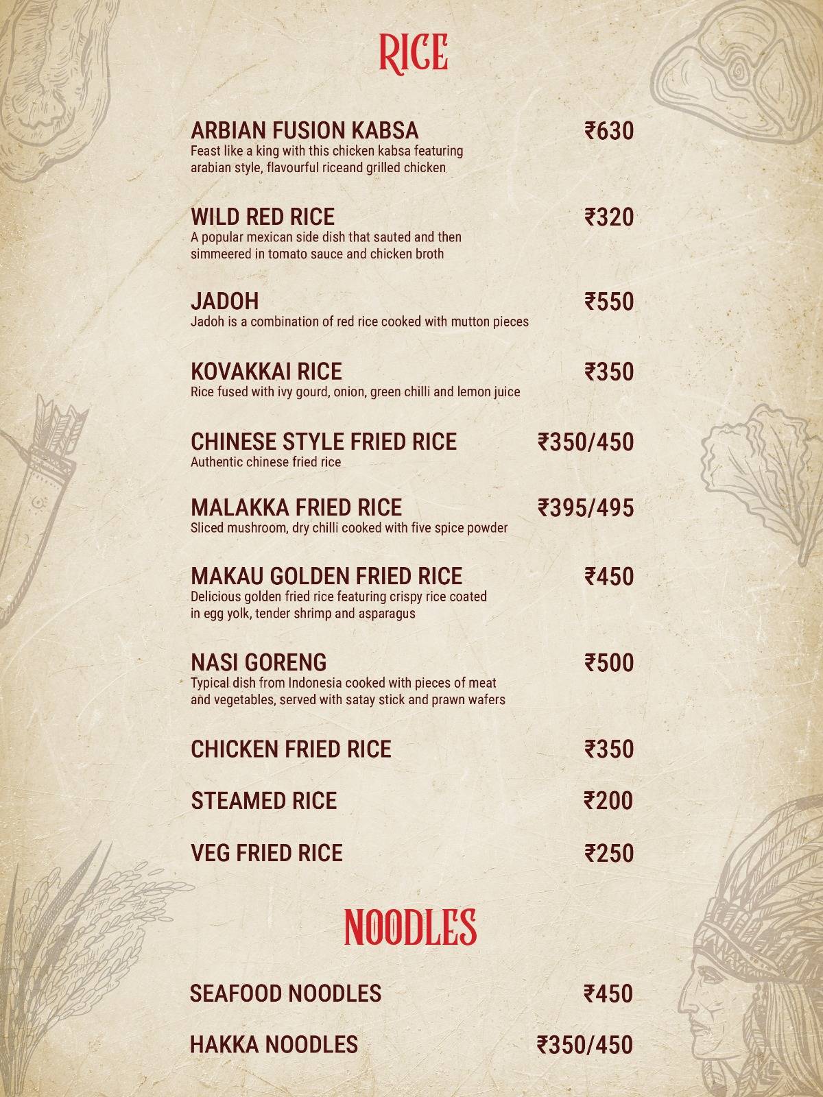 Fusion Fantasea menu