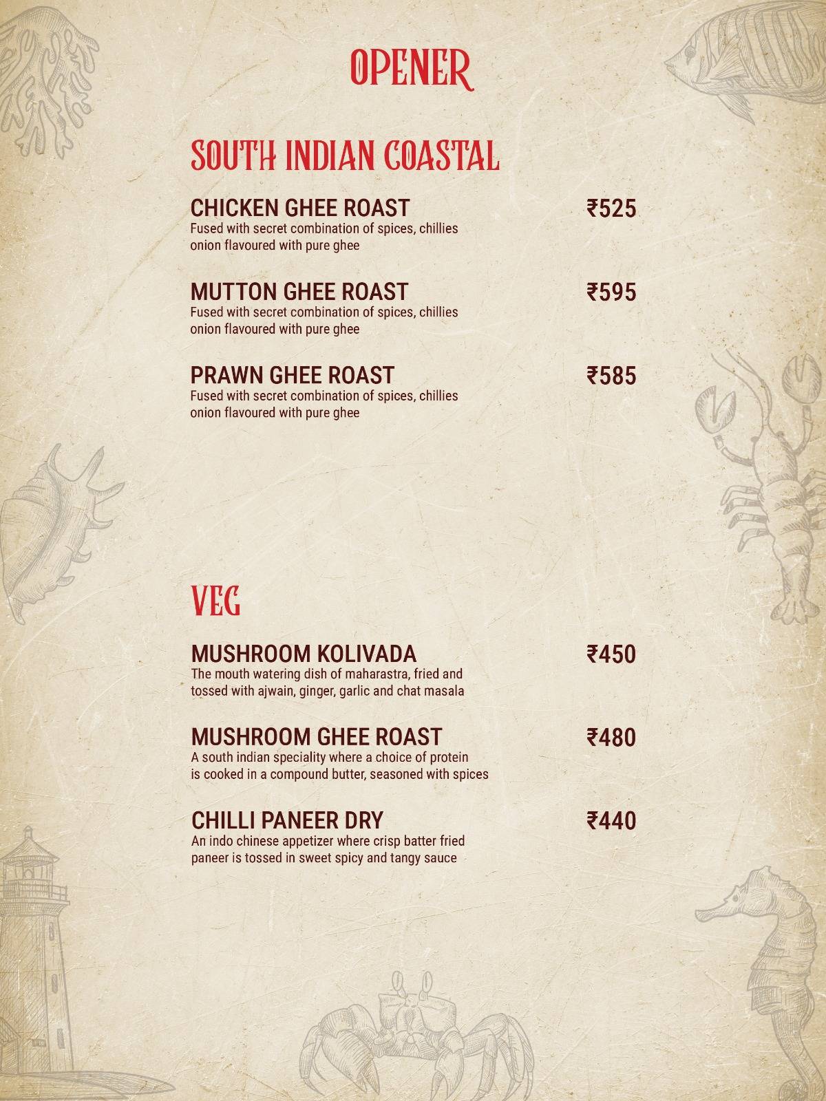 Fusion Fantasea menu