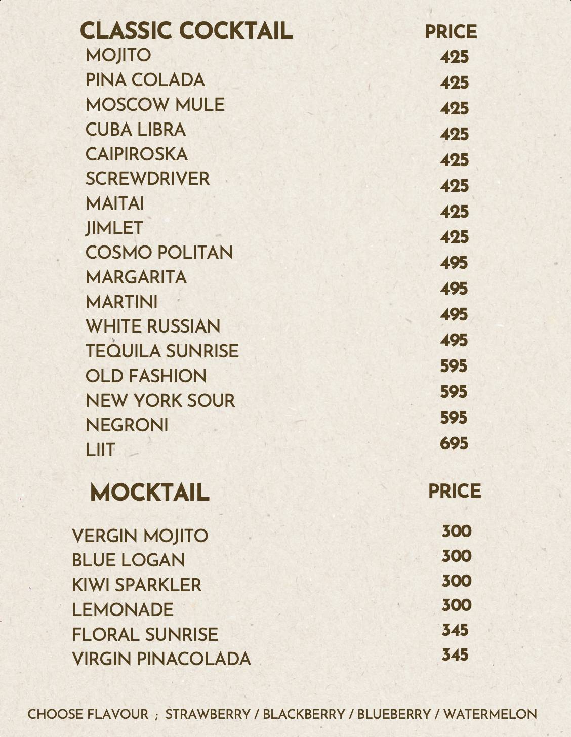 GOAT Signature Culinary menu