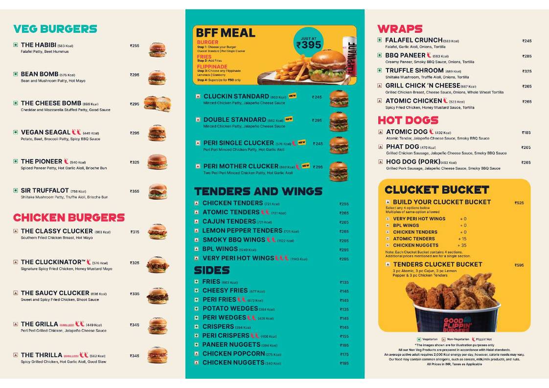 GOOD FLIPPIN' BURGERS menu