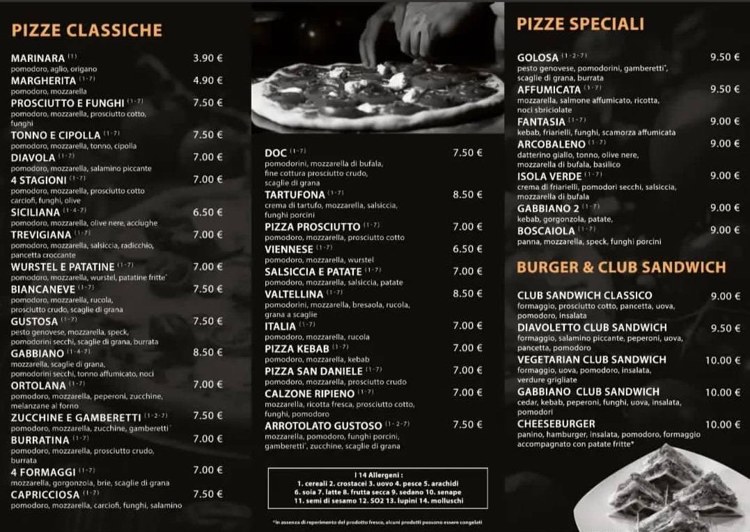 Menu di Gabbiano Pizzeria & Kebab 