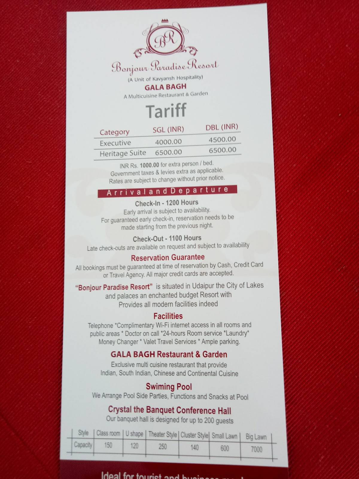 Gala Bagh Restaurant menu