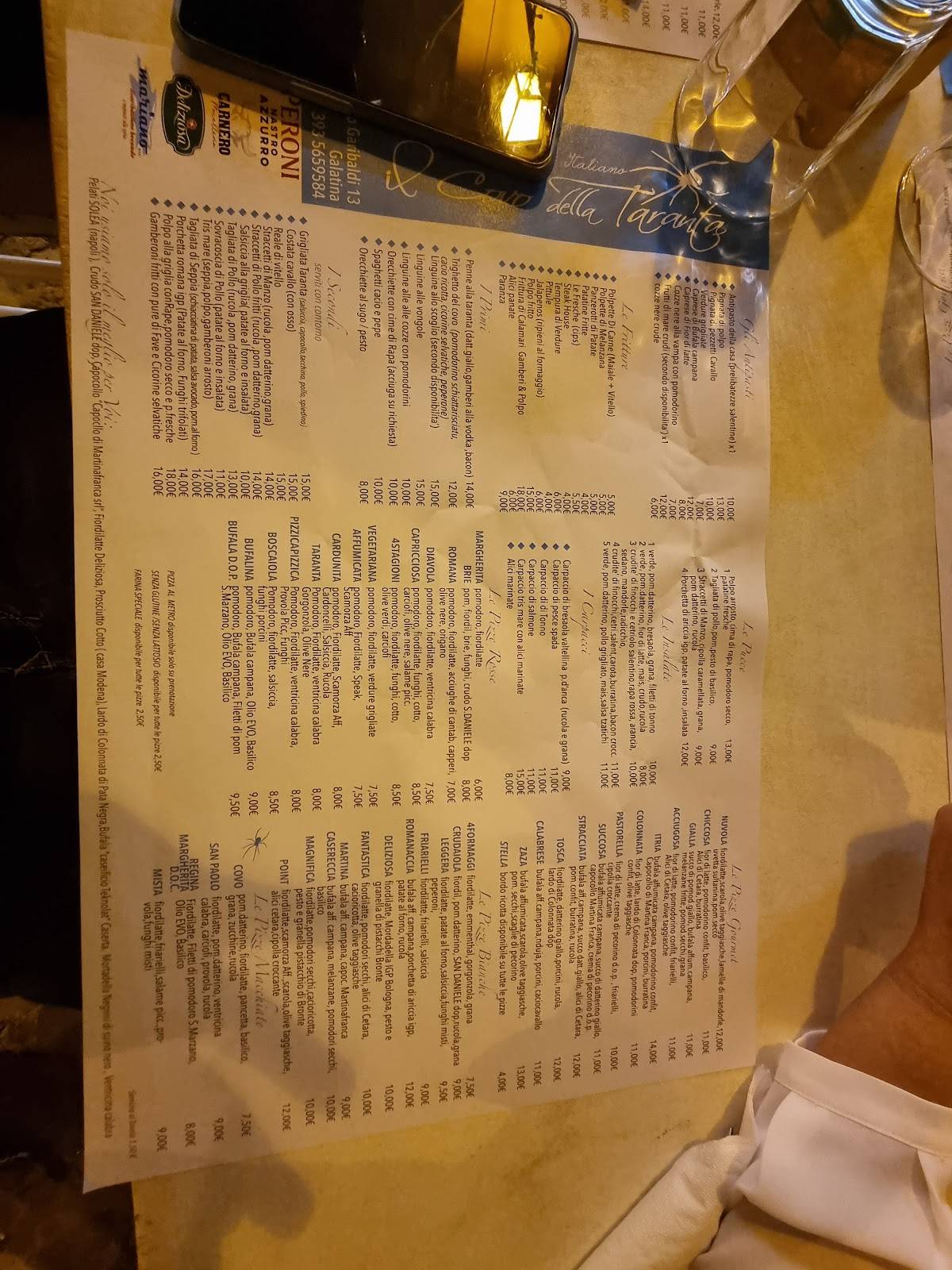 Menu di Il Covo della Taranta 