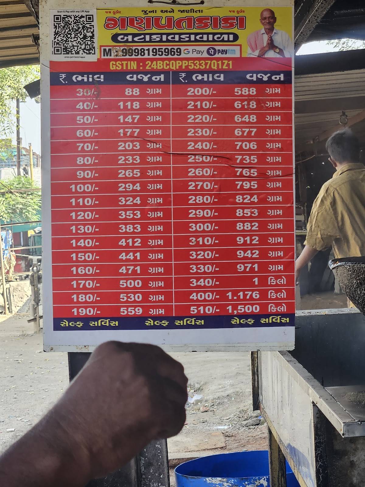 Ganpat Kaka Batakavada Vala menu