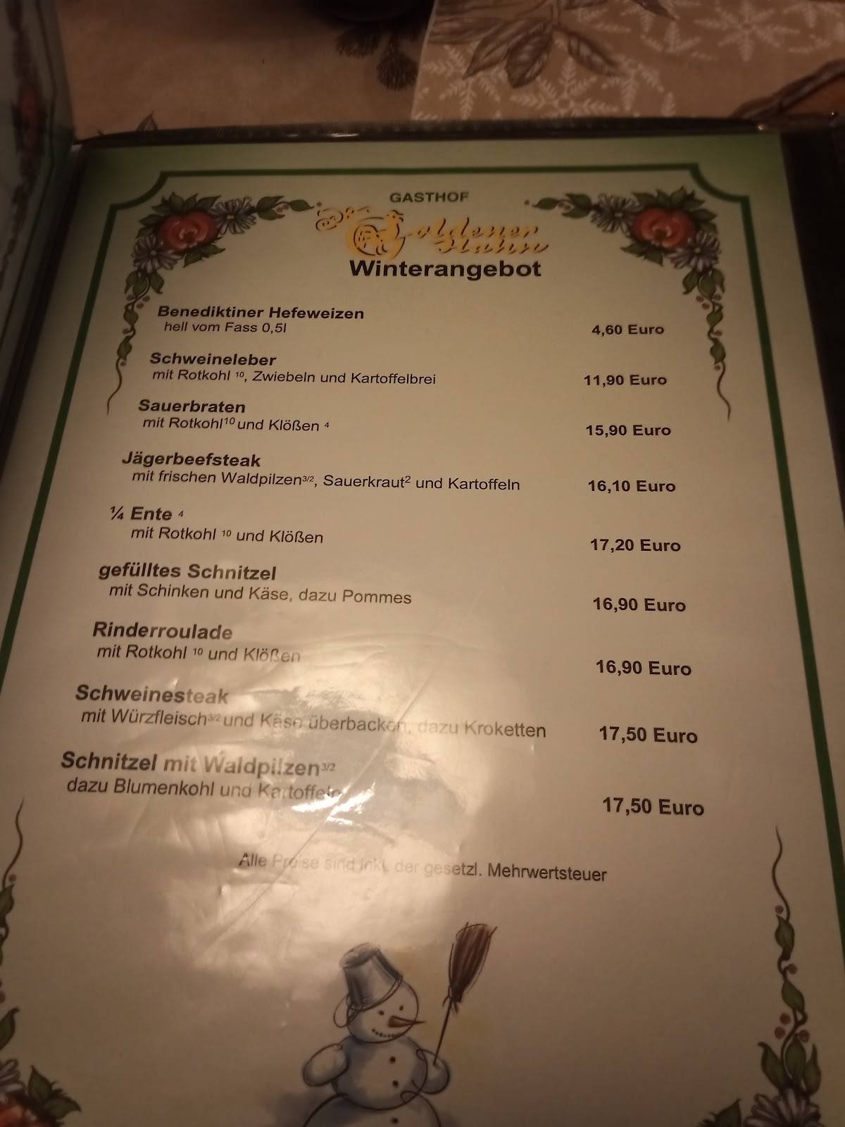 Speisekarte von Gasthof Goldener Hahn restaurant, Chemnitz