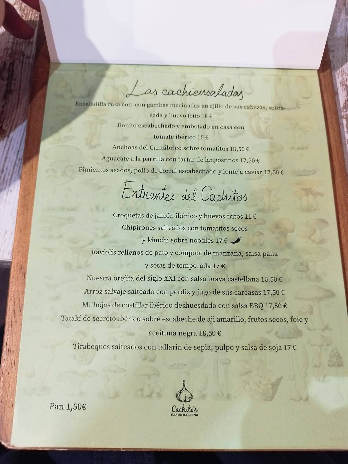 Carta Del Restaurante Gastrotaberna Cachito S Getafe