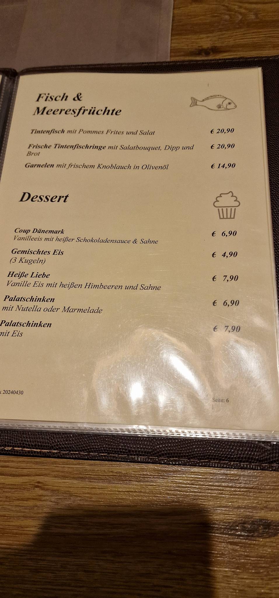Menu de Gaststätte "Bei Uns"