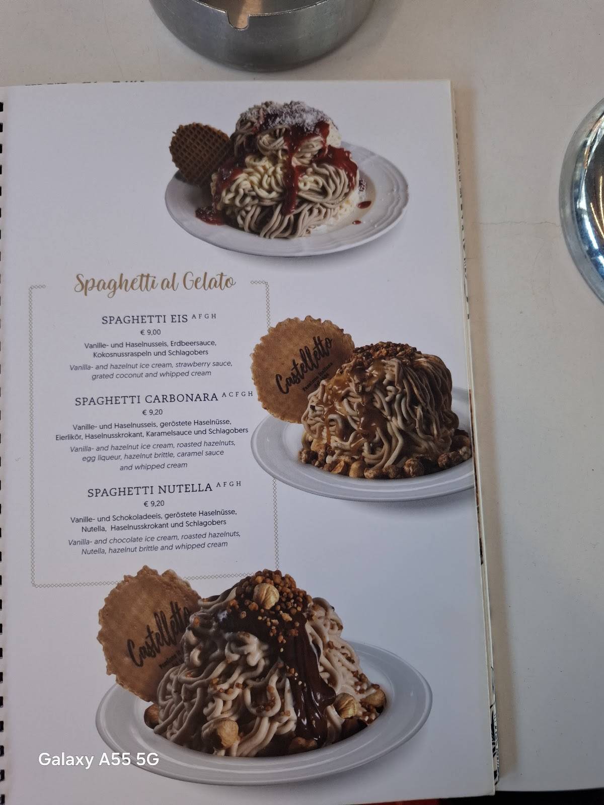 Menu de Gelateria Castelletto