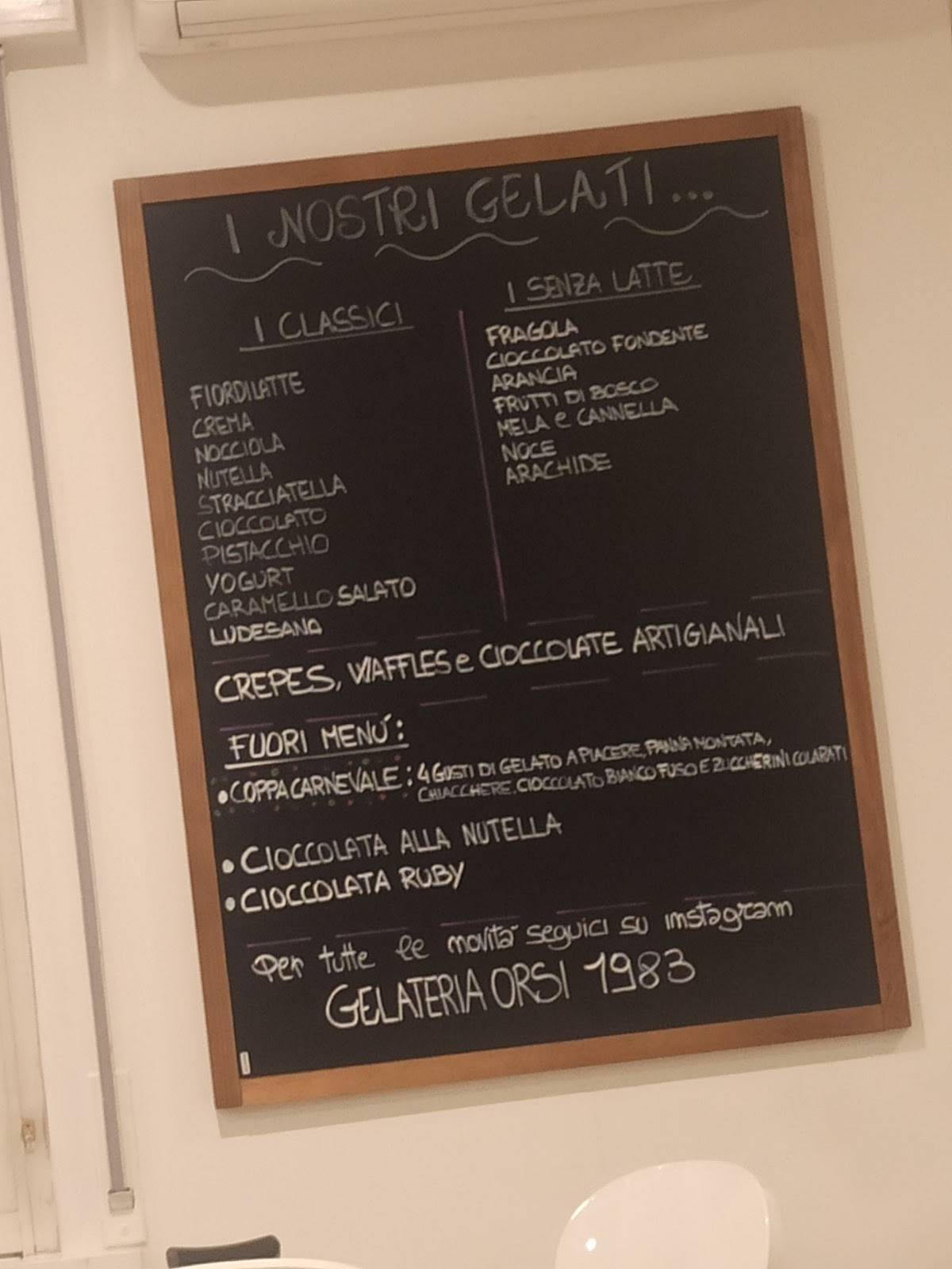 Menu di Gelateria Orsi dal 1983 