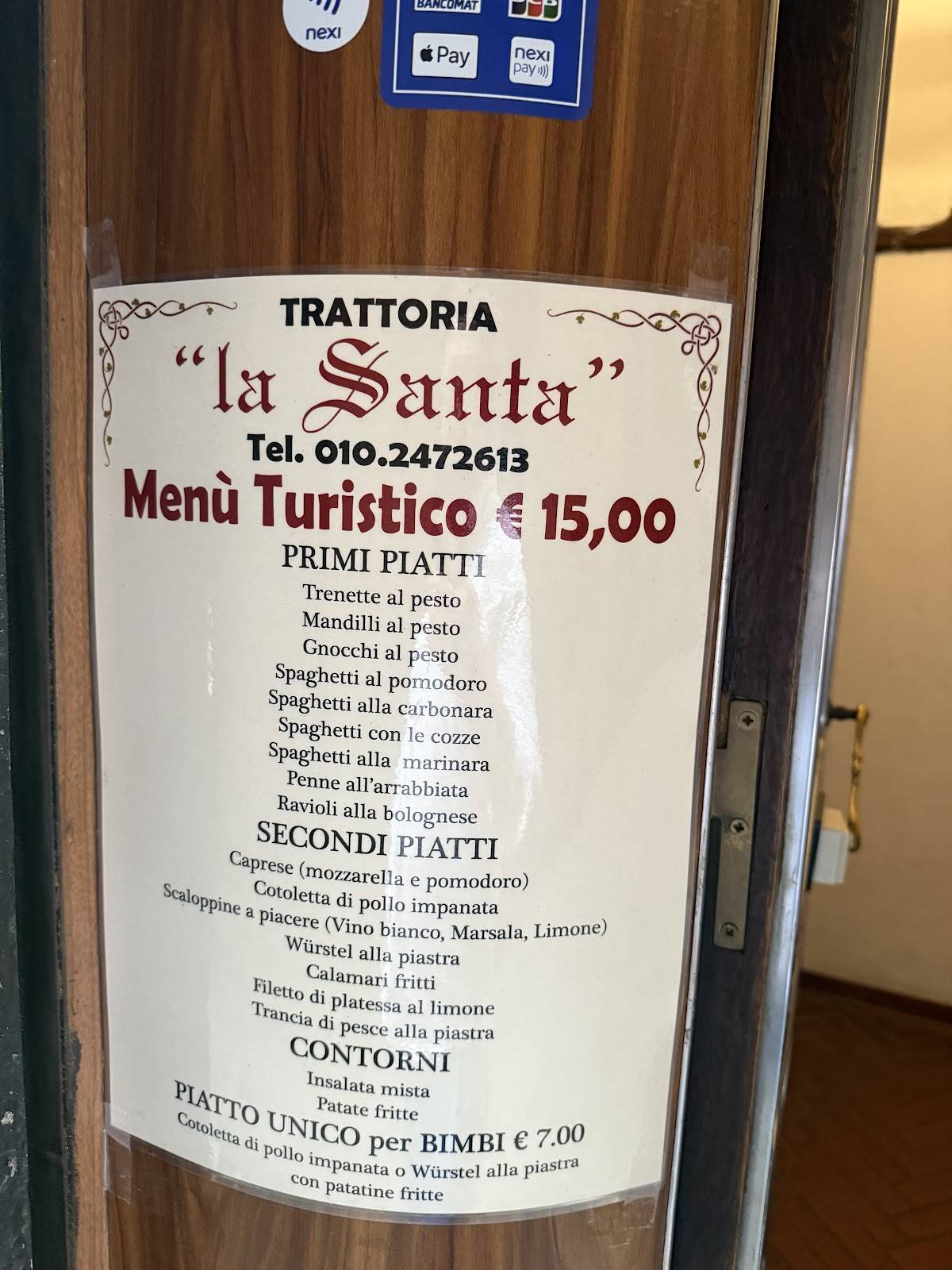 Menu di Trattoria La Santa 