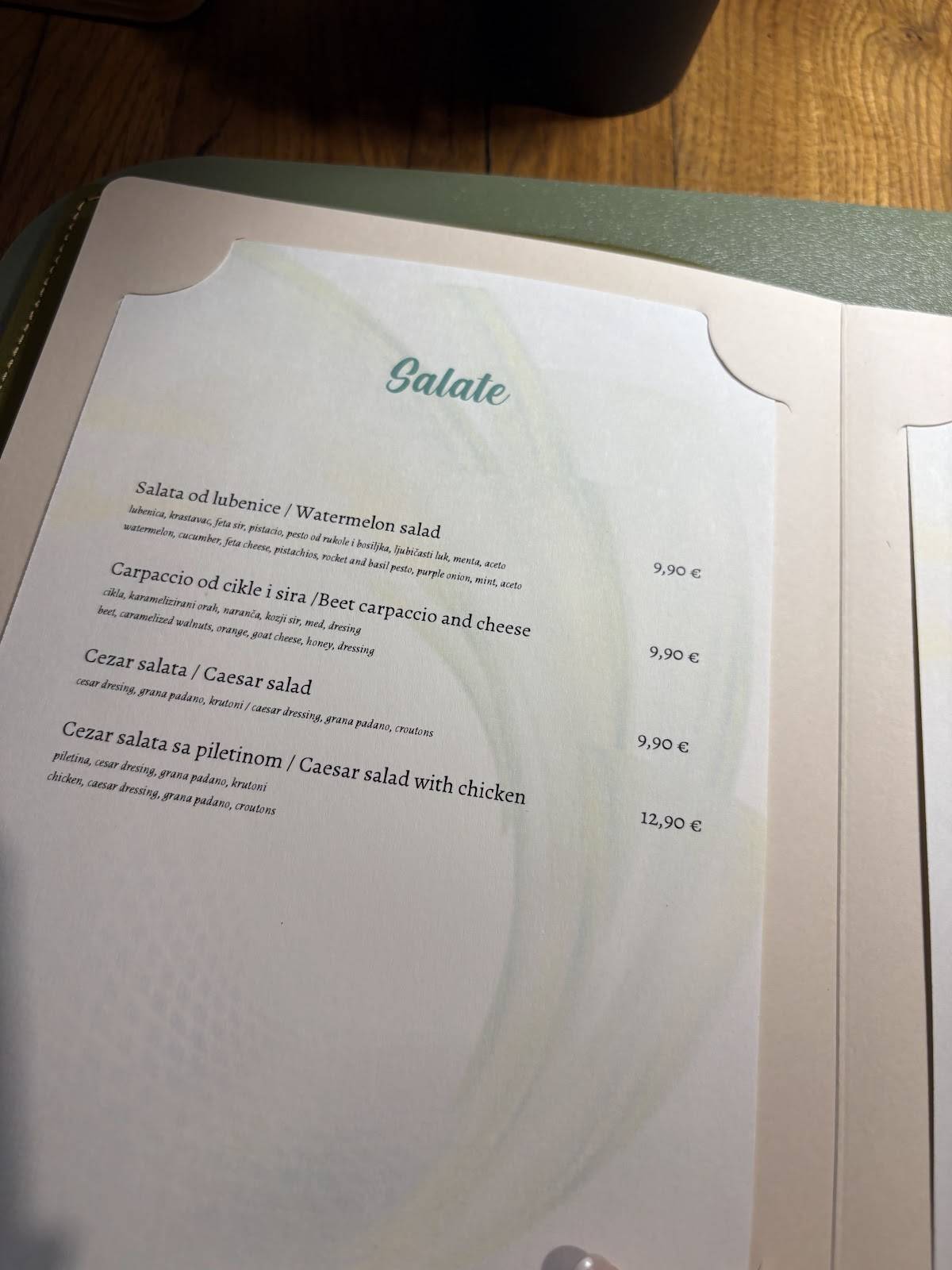 Menu di Gentile kitchen&wine 