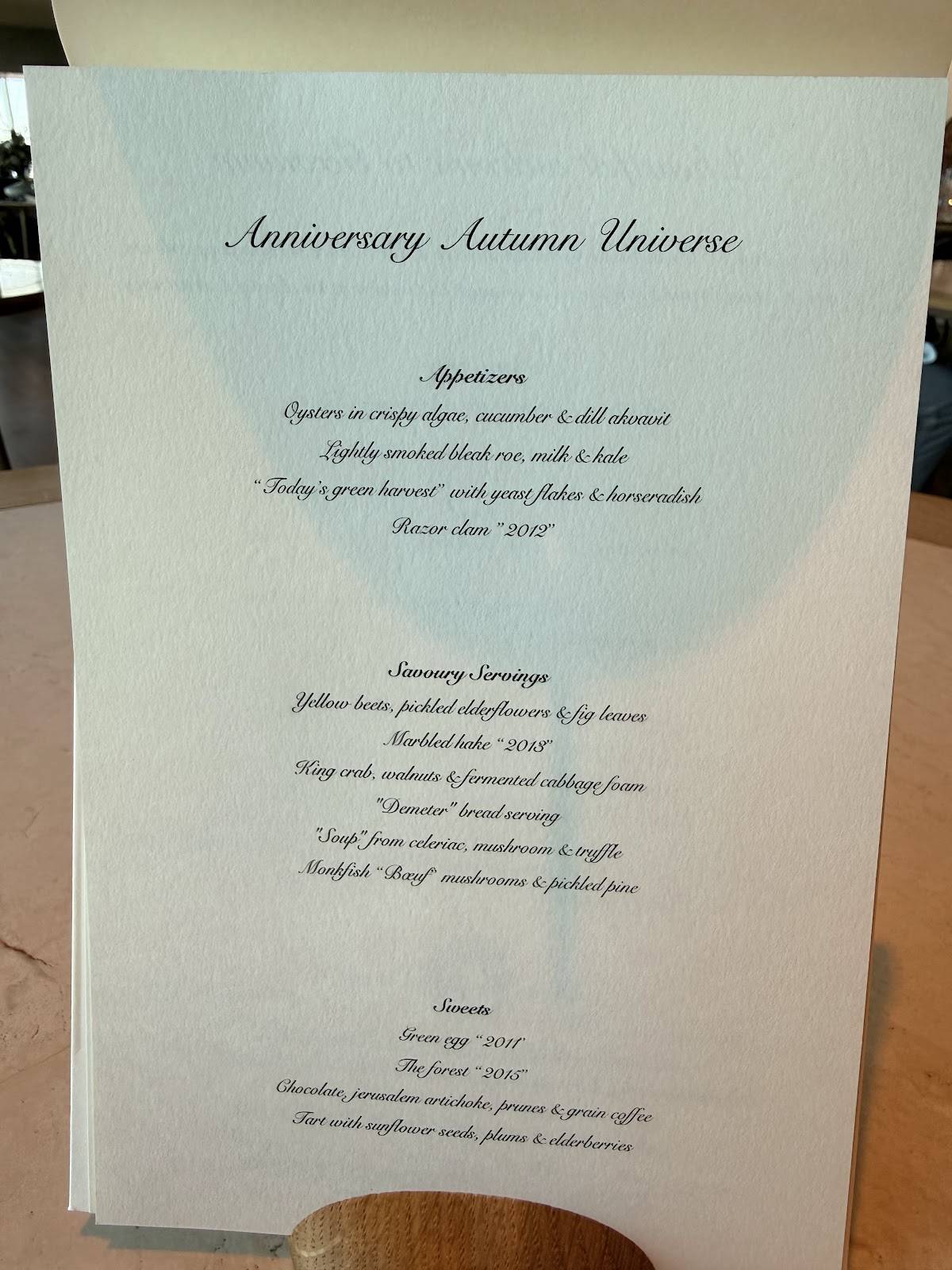 Menu de Geranium