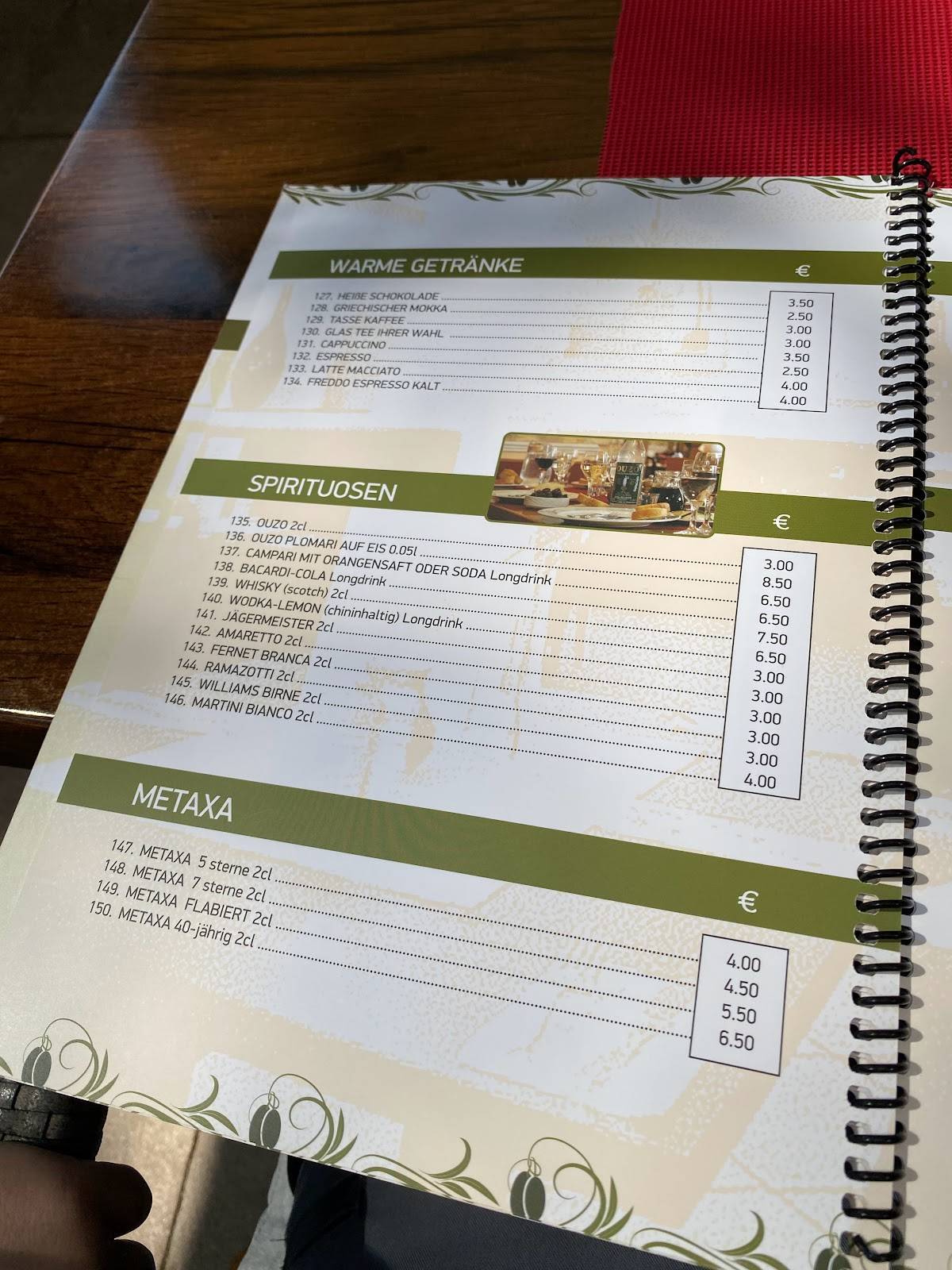 Menu de Restaurant Mythos