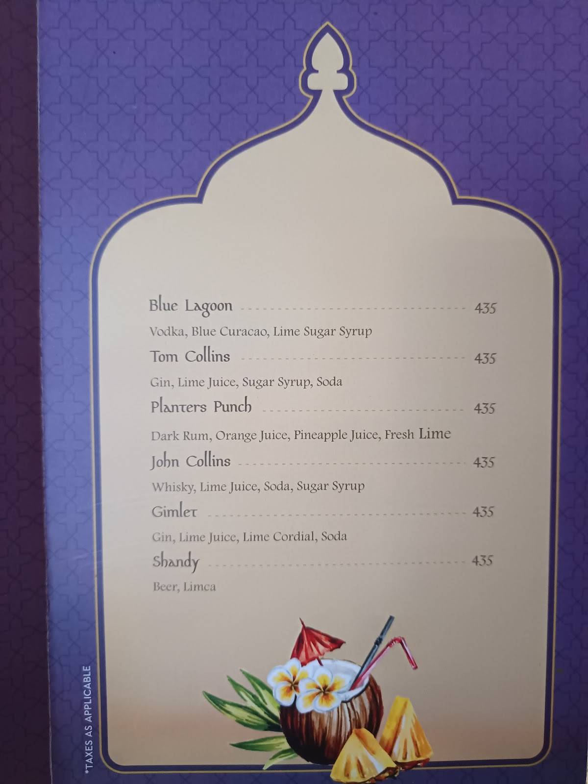 Ghazal Restaurant menu
