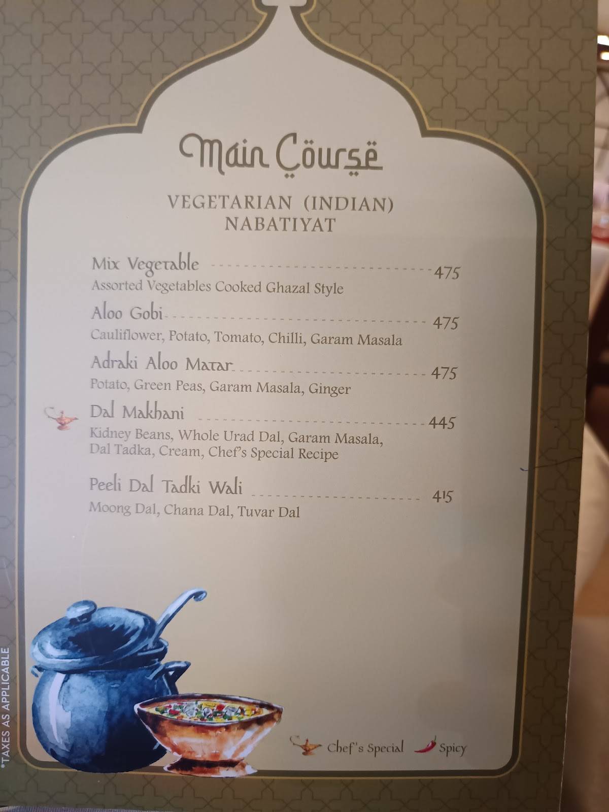 Ghazal Restaurant menu