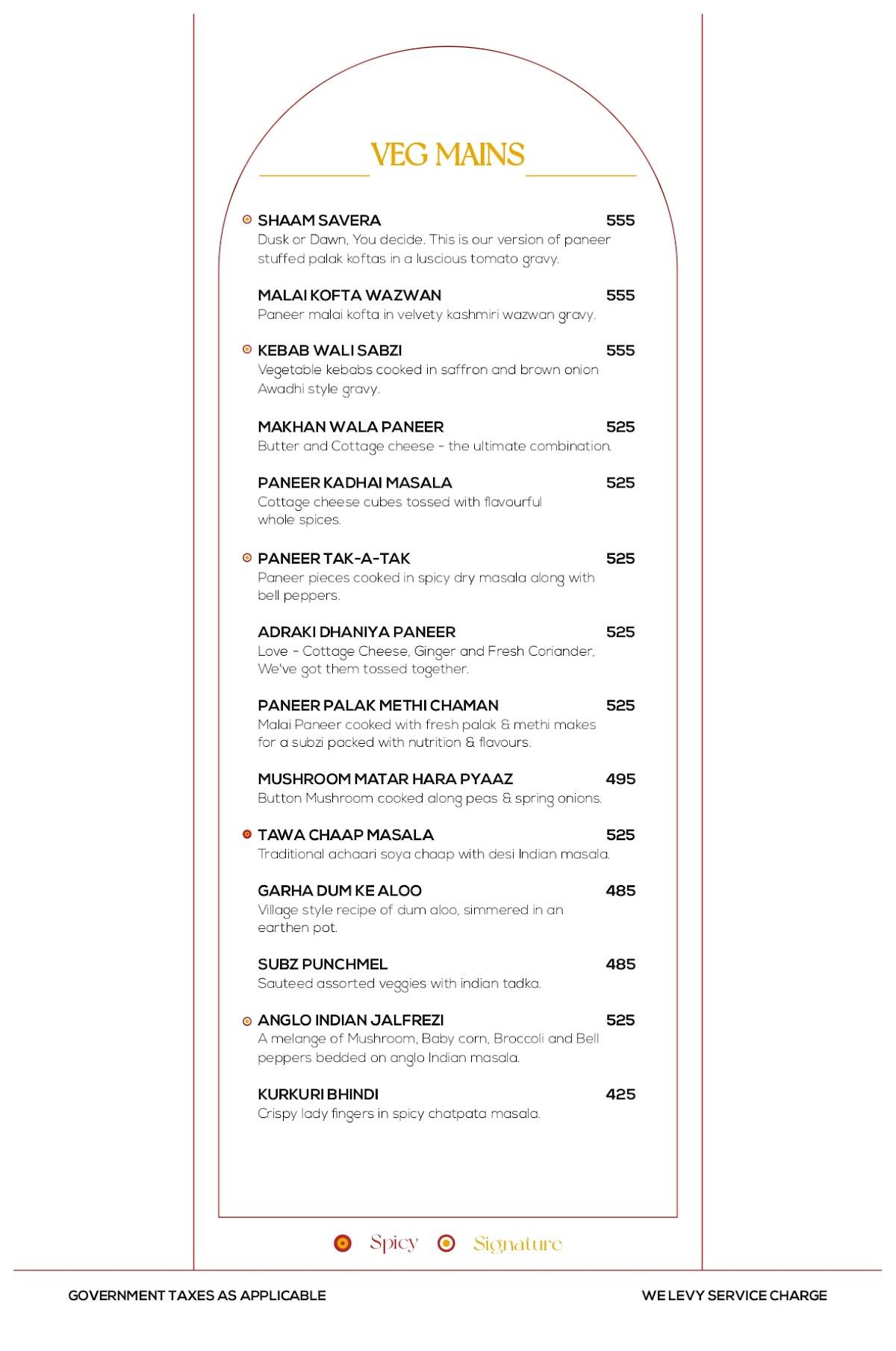 The Yellow Chilli - Gaur City Mall menu