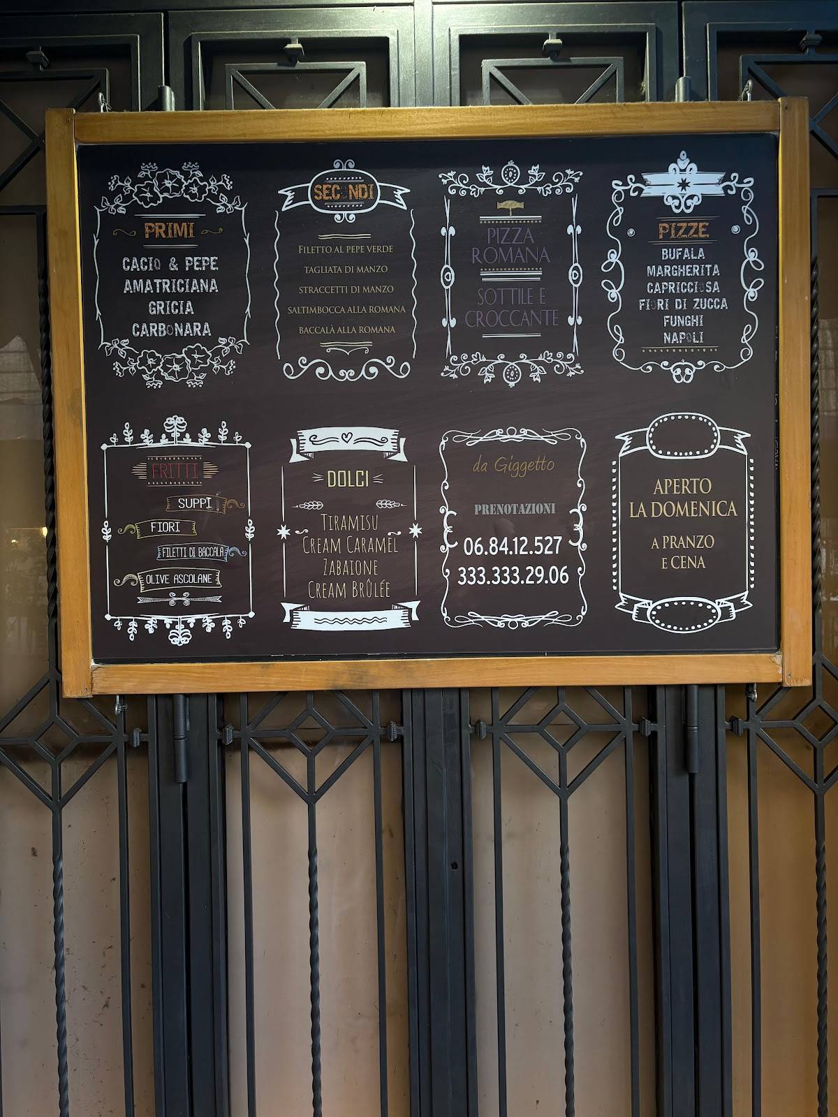Menu di Giggetto Pizzeria Storica & Ristorante 